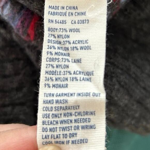 American Eagle Women Long Sleeve Fair Isle Sweater Gray Winter Wool Size Medium - Picture 6 of 6